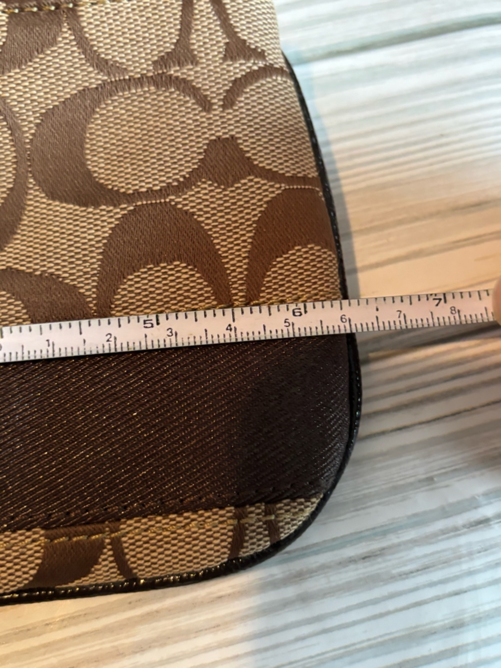 Coach Signature Canvas Wristlet in Brown/Tan - Picture 8 of 10